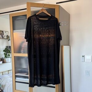 Black Sheer Short Sleeve Mesh Dress